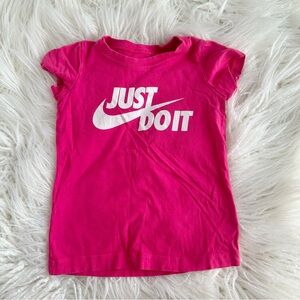 Nike Toddler Girls Pink Just Do It Short Sleeve Shirt Size 4T